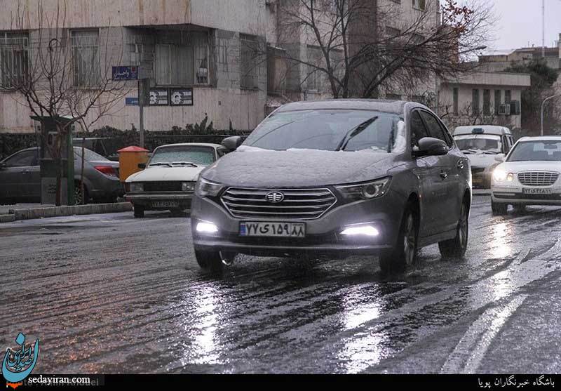 (تصاویر) بارش تگرگ و برف در تهران
