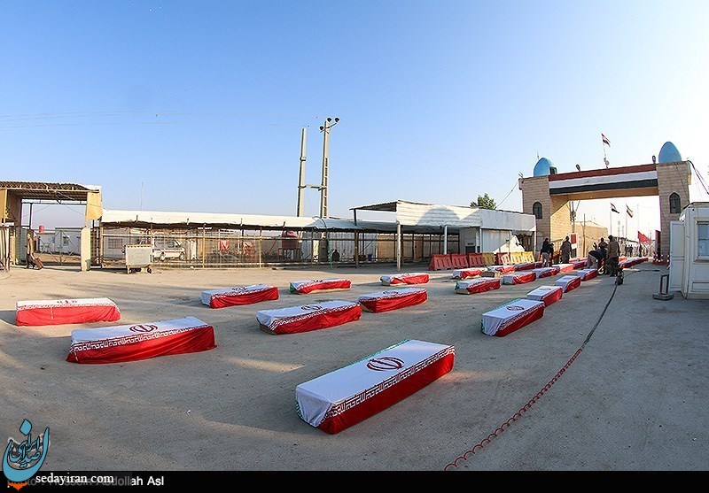 (تصاویر) ورود پیکر ۷۲ شهید تازه تفحص شده به کشور- شلمچه