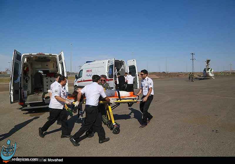 (تصاویر) انتقال هوایی مصدومان تصادف از کاشان به تهران