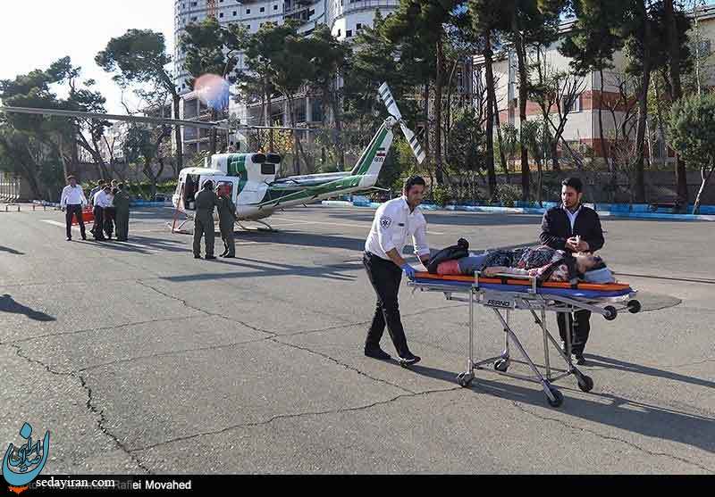 (تصاویر) انتقال هوایی مصدومان تصادف از کاشان به تهران