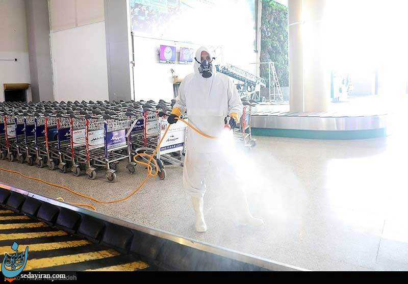 (تصاویر) ضدعفونی کردن فرودگاه بین المللی مشهد