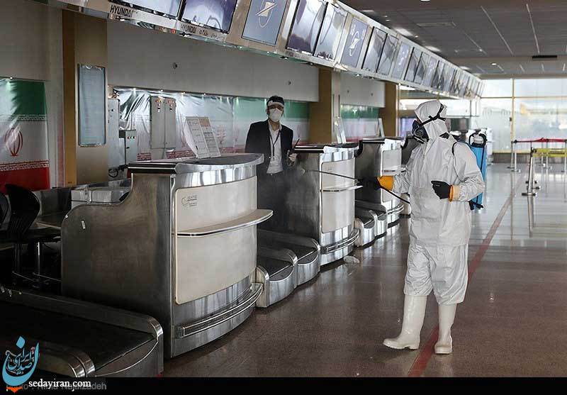 (تصاویر) ضدعفونی کردن فرودگاه بین المللی مشهد
