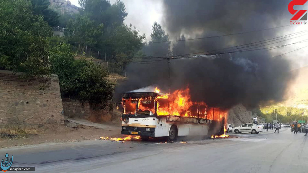 آتش سوزی هولناک در اتوبوس مسافربری سیروان - تهران   جزییات