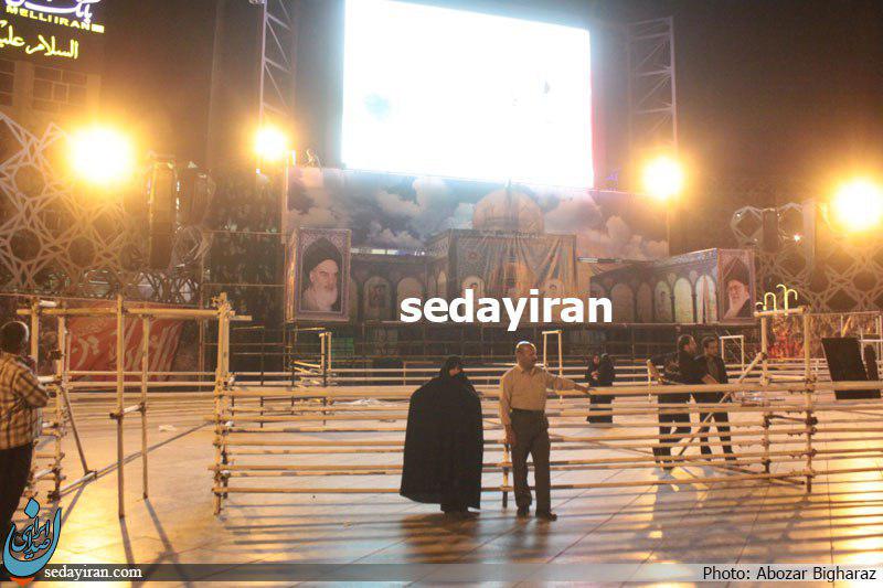 آماده سازی میدان امام حسین برای تشییع پیکر شهید حججی