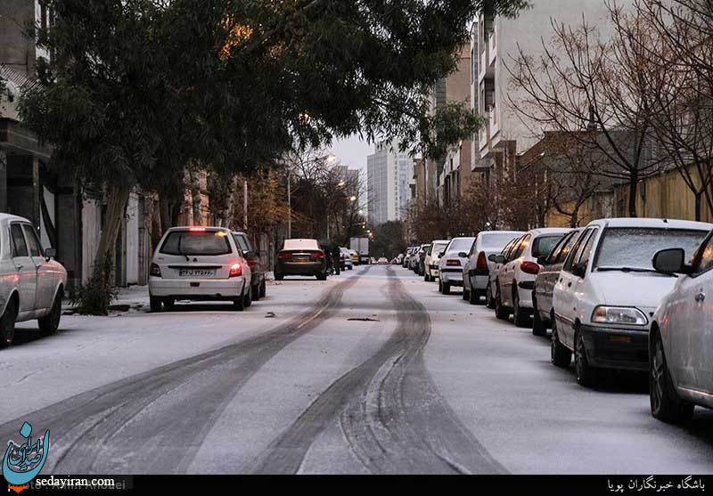 (تصاویر) بارش تگرگ و برف در تهران