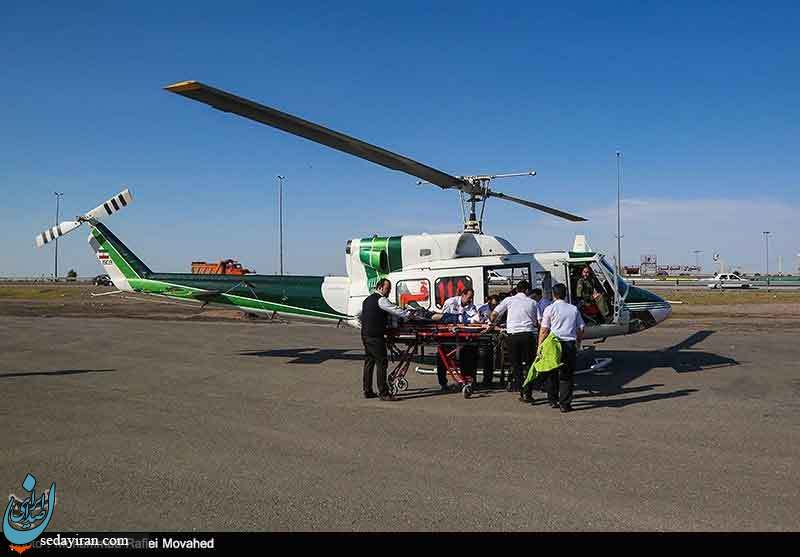 (تصاویر) انتقال هوایی مصدومان تصادف از کاشان به تهران