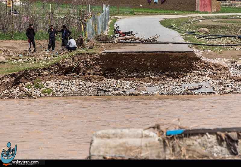 (تصاویر) تخریب خانه ها بر اثر جاری شدن سیل در منطقه شاهیوند خرم آباد
