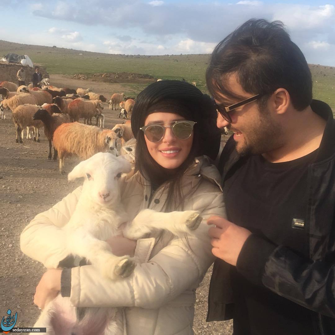(تصویر) آقای بازیگر و همسرش در کنار گوسفندان