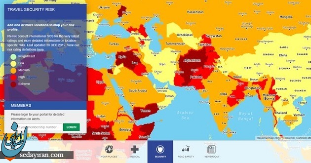 نقشه ریسک سفر برای سفرهای 2020 منتشر شد/امن ترین و خطرناکترین  کشورها برای مسافرت