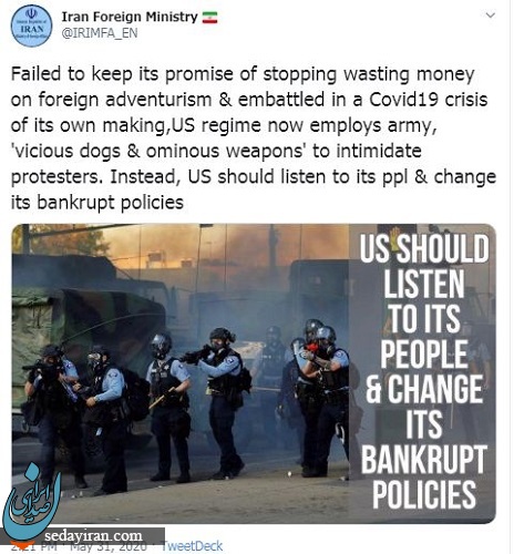 آمریکا به جای متوسل شدن به ارتش برای ارعاب معترضان به صدای مردمش گوش کند