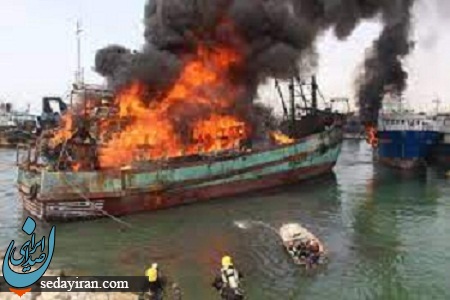 آتش سوزی 7 کشتی چوبی در عسلویه