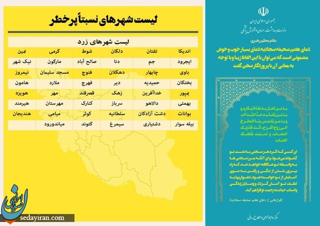 آرین رنگ بندی کرونایی شهرهای ایران امروز 29 بهمن 1400