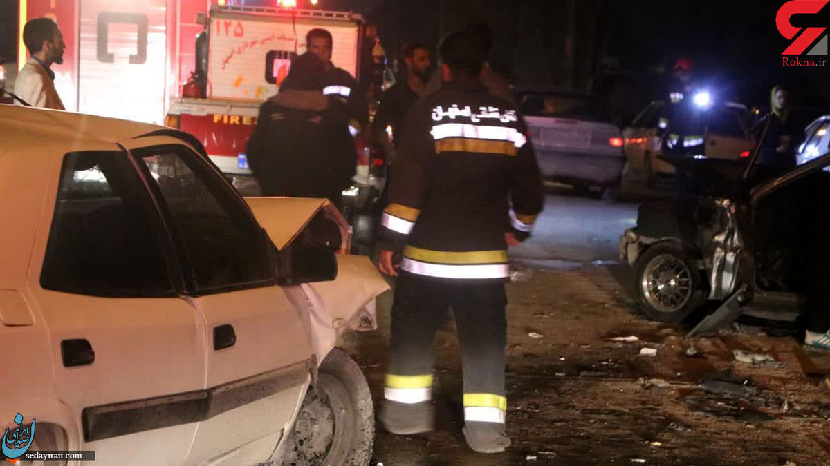 تصادف زنجیره ای هولناک در اتوبان فرودگاه اردستانی اصفهان   شمار مصدومان اعلام شد