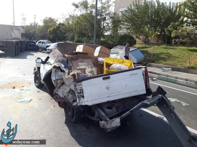 تصادف زنجیره‌ای 13 خودرو در بزرگراه شهید یاسینی تهران