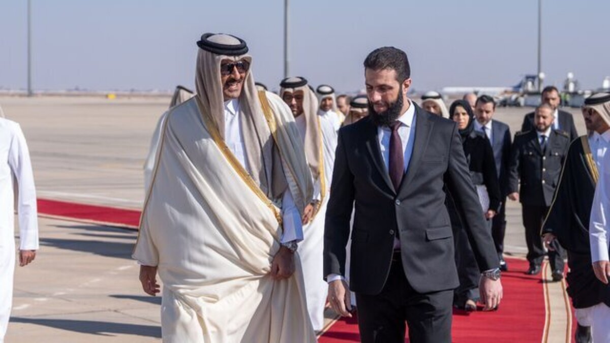 استقبال از امیر قطر در فرودگاه دمشق (+عکس)