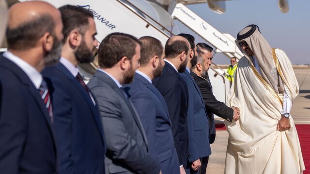 اسقبال از امیر قطر در فرودگاه دمشق