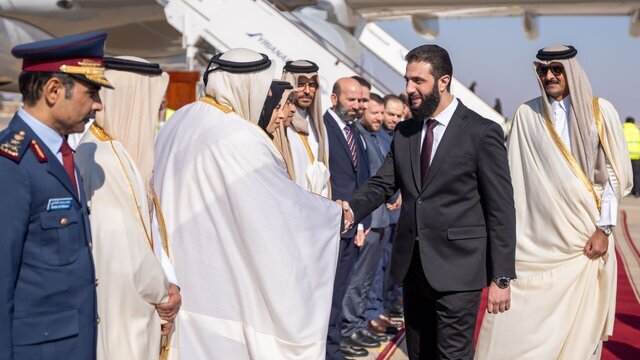 اسقبال از امیر قطر در فرودگاه دمشق