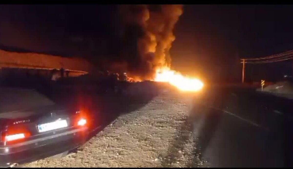 واژگونی و آتش گرفتن خودرو شوتی در هرمزگان (+عکس)  2 نفر جان باختند