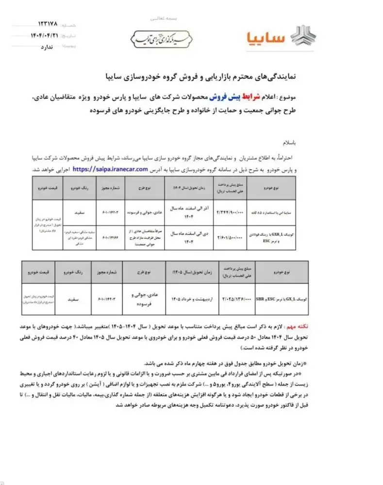 شرایط فروش کوییک GX و ساینا S‌ مشخص شد