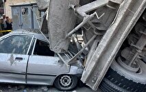 برخورد میکسر بتن با ۴ خودرو در تبریز
