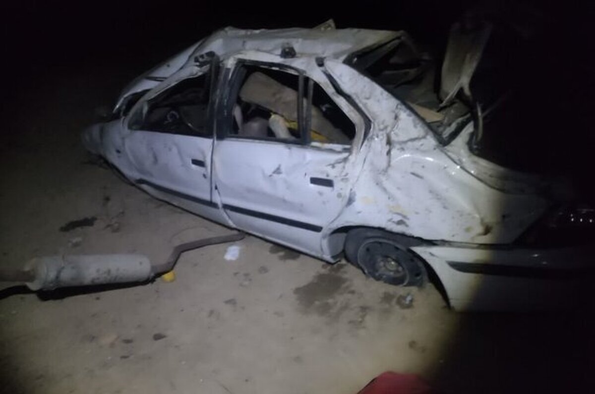 واژگونی خودروی سمند در جاده سلفچگان با یک کشته